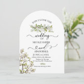 Acrylique Mariage Verdure Et Fleurs Invitation (Debout devant)
