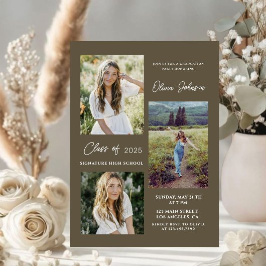 Acrylique moderne 4 Photos Faire-part de diplôme