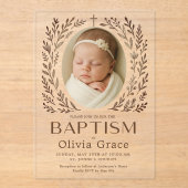 Acrylique Neutre Baby Girl Baptism Invitation (Recto)