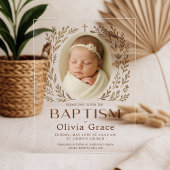 Acrylique Neutre Baby Girl Baptism Invitation