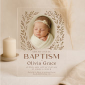 Acrylique Neutre Baby Girl Baptism Invitation