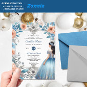 Acrylique Quinceañera Invitations Marine Robe Bleu