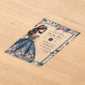 Acrylique Quinceañera Invitations Marine Robe Bleu (Poser)