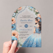 Acrylique Quinceañera Invitations Marine Robe Bleu (In situ (ordinateur de poche))