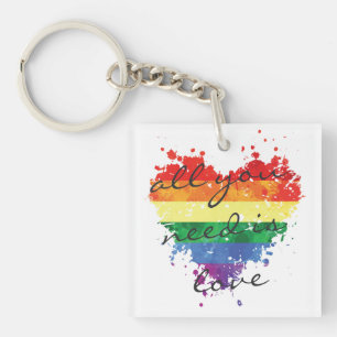 Acrylkeyring regenboogharthart is liefde alleen no sleutelhanger