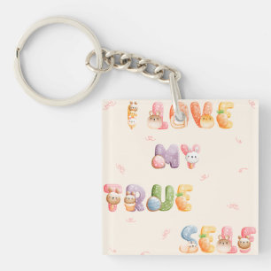 Acrylsleutelhanger "Ik hou van mijn ware zelf" Sleutelhanger