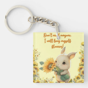 Acrylsleutelhanger Knuffelkonijn met zonnebloem Sleutelhanger