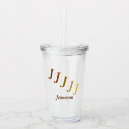 Acryltumbler - Gestapte Initialen, naam in browsen Acryl Drinkbeker