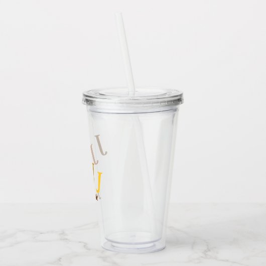 Acryltumbler - Gestapte Initialen, naam in browsen Acryl Drinkbeker (Links)