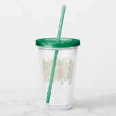 Acryltumbler met een bloemrand acryl drinkbeker (Achterkant)