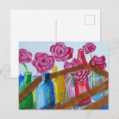Acrylverfbloemen in vet briefkaart (Voorkant / Achterkant)