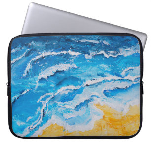 Acrylvezel en zgn. strandschilderwerk op trekstand laptop sleeve
