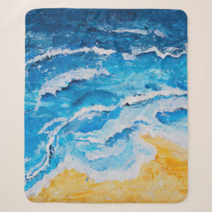 Acrylvezel en zgn. strandschilderwerk op trekstand sherpa deken