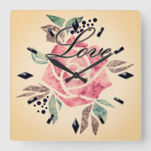 Acrylwand Klok Romantisch mozaïekgetextureerd roze