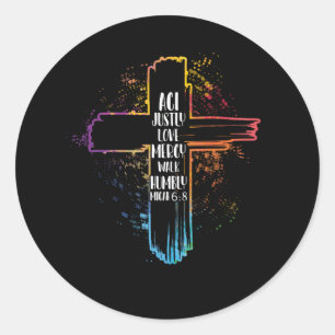 Act Just Love Mercy Walk Humbly Micah 6 8 Bijbel Ronde Sticker