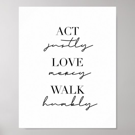 Act Justly Love Mercy Walk Humble Poster (Voorkant)