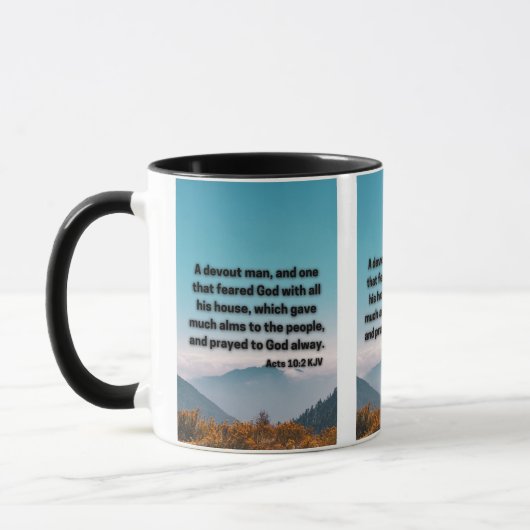 Actes 10:2 KJV Bible Écriture Pic Mug à deux tons (Gauche)