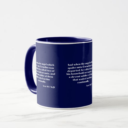 Actes 10:7 KJV Bible Écriture Mug à deux tons (Devant gauche)