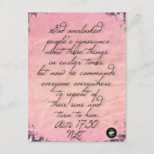 Actes 17:30 Bible Verse Carte mémoire-Carte postal