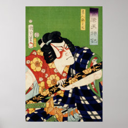 Acteur in kostuum door Toyohara Kunichika Poster