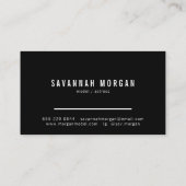 Acteur modellen danser foto moderne zwarte typogra visitekaartje (Achterkant)