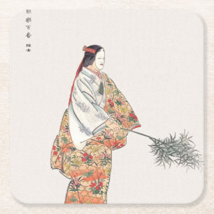 Acteur spelen Hanjo japan kunst schilderen Kogyo T Vierkante Kartonnen Onderzetter