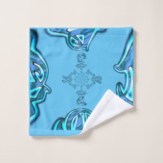 Actie Cyaan Blauwgroen Abstracte Graffiti Art Prin Bad Handdoek (Wasdoekje)