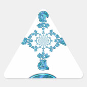 Actie Cyaan Blauwgroen Abstracte Graffiti Art Prin Driehoek Sticker (Voorkant)