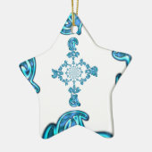 Actie Cyaan Blauwgroen Abstracte Graffiti Art Prin Keramisch Ornament (Links)