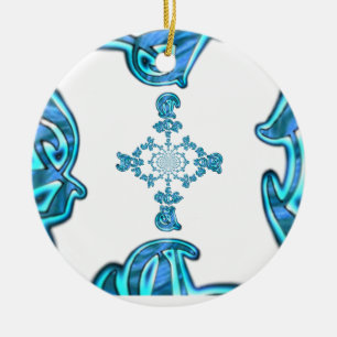 Actie Cyaan Blauwgroen Abstracte Graffiti Art Prin Keramisch Ornament