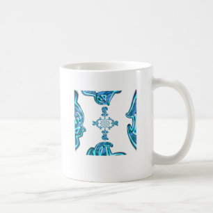 Actie Cyaan Blauwgroen Abstracte Graffiti Art Prin Koffiemok