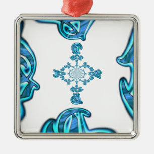 Actie Cyaan Blauwgroen Abstracte Graffiti Art Prin Metalen Ornament