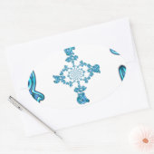 Actie Cyaan Blauwgroen Abstracte Graffiti Art Prin Ovale Sticker (Envelop)