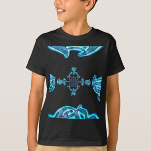 Actie Cyaan Blauwgroen Abstracte Graffiti Art Prin T-shirt