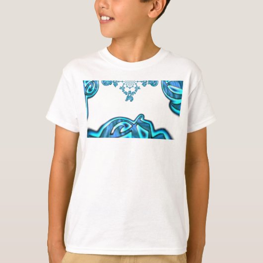 Actie Cyaan Blauwgroen Abstracte Graffiti Art Prin T-shirt (Voorkant)