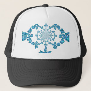 Actie Cyaan Blauwgroen Abstracte Graffiti Art Prin Trucker Pet