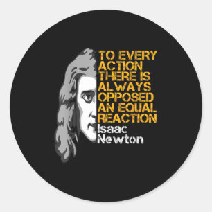 Actie en reactie van Isaac Newton Inspirerend Quo Ronde Sticker