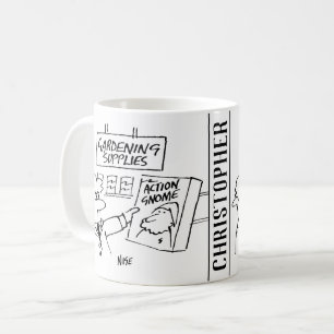 Actie Gnome in het tuincentrum. hovenier Koffiemok