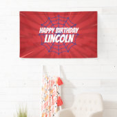 Actie Hero Spiderweb Thema Verjaardagsbanner Spandoek (Insitu)