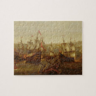 Actie tussen Spaanse schepen en Barbary Galley Legpuzzel