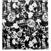 Acties in het stripboek douchegordijn (Voorkant)