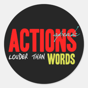 Acties luider spreken ronde sticker