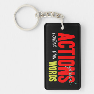 Acties luider spreken sleutelhanger