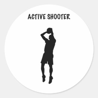 Actieve schutter basketbal 6 ronde sticker