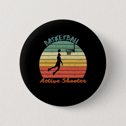 Actieve schutter basketbal 8 ronde button 5,7 cm (Voorkant)