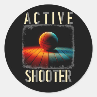 Actieve Schutter Basketbal Speler Liefhebbers Ball Ronde Sticker