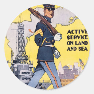 Actieve service op land en Zee Ronde Sticker
