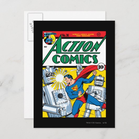 Action Comics #36 Briefkaart (Voorkant / Achterkant)