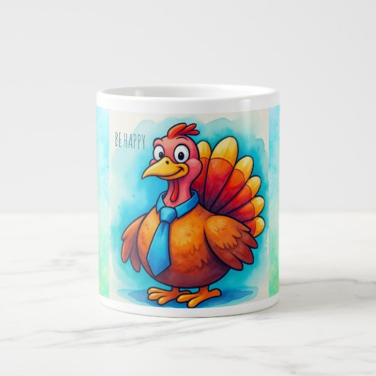Action de grâce, Dinde Mignonne, Grand Mug à Café (Devant)