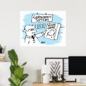 Action Gnome in Garden Center Poster (Thuiskantoor)